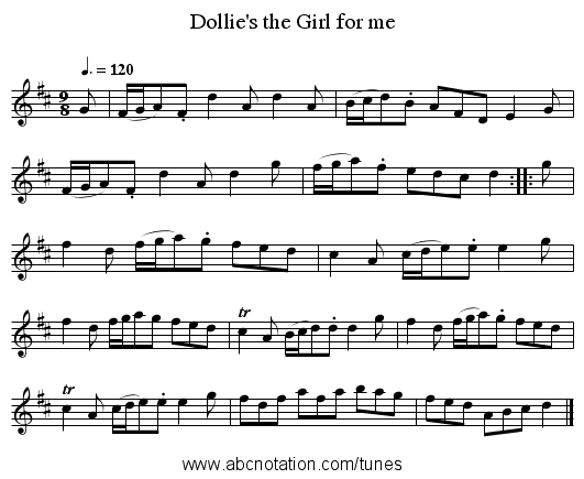 Dollie's the Girl for me - staff notation