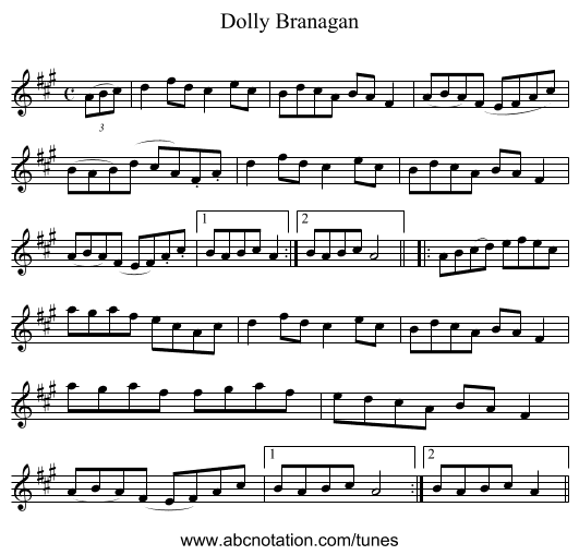 Dolly Branagan - staff notation