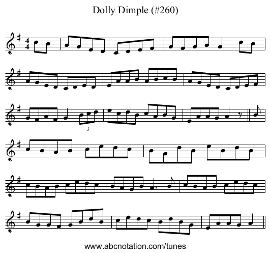 Dolly Dimple (#260) - staff notation