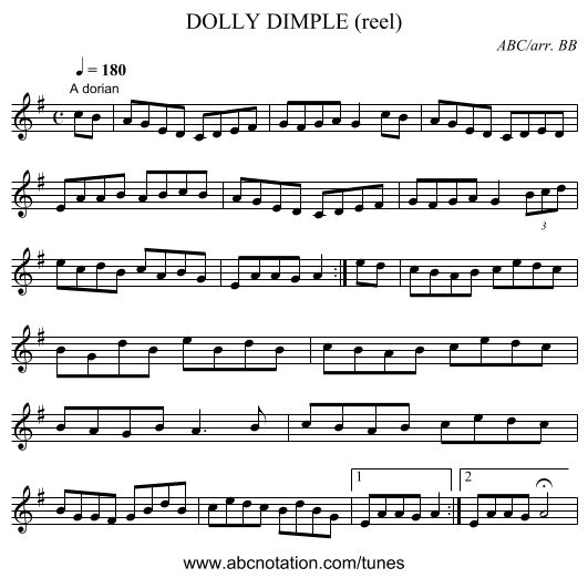 DOLLY DIMPLE (reel) - staff notation