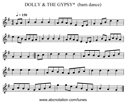 DOLLY & THE GYPSY*  (barn dance) - staff notation