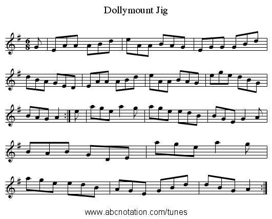 Dollymount Jig - staff notation