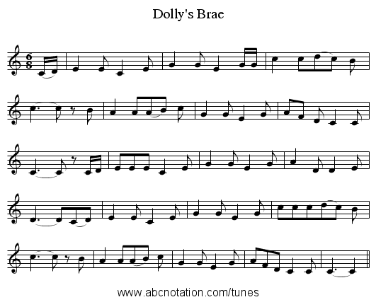 Dolly's Brae - staff notation
