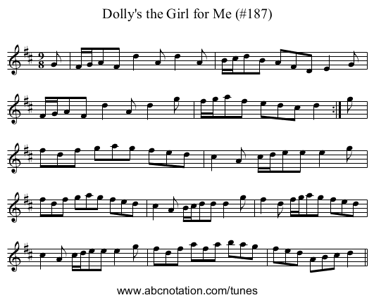 Dolly's the Girl for Me (#187) - staff notation