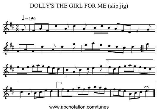 DOLLY'S THE GIRL FOR ME (slip jig) - staff notation