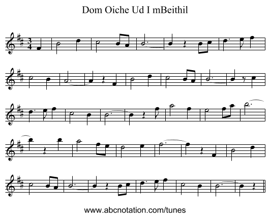 Dom Oiche Ud I mBeithil - staff notation
