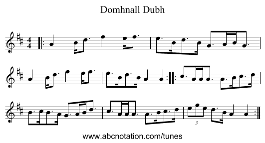 Domhnall Dubh - staff notation