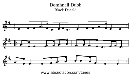 Domhnall Dubh - staff notation
