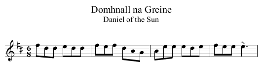 Domhnall na Greine - staff notation