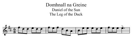 Domhnall na Greine - staff notation