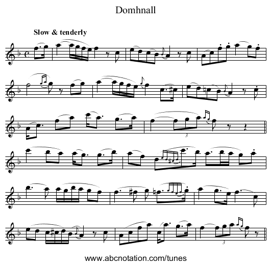 Domhnall - staff notation