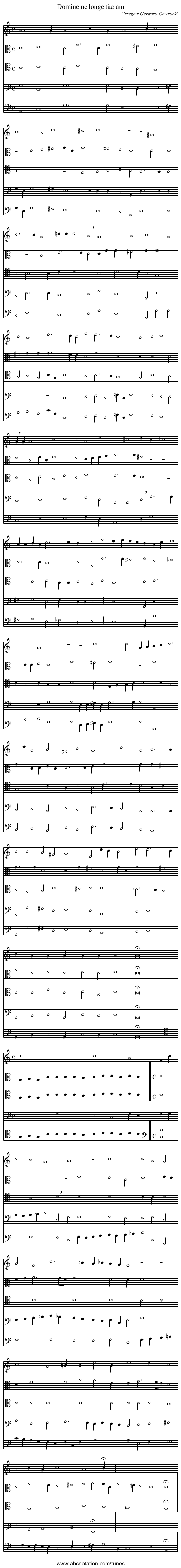 Domine ne longe faciam - staff notation
