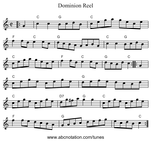 Dominion Reel - staff notation