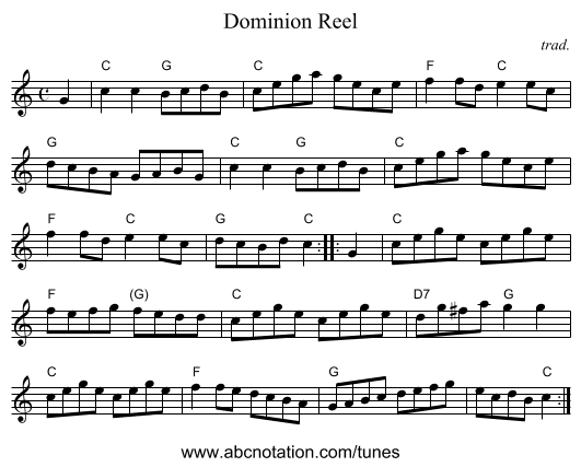 Dominion Reel - staff notation