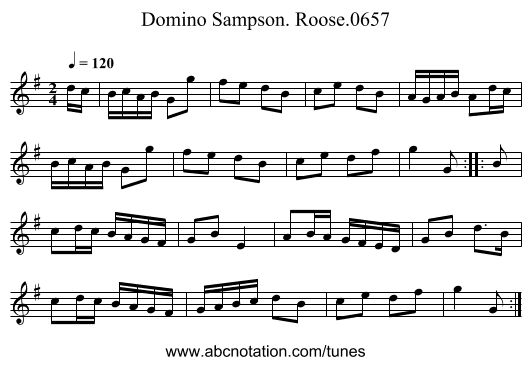 Domino Sampson. Roose.0657 - staff notation