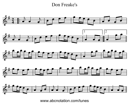 Don Freake's - staff notation
