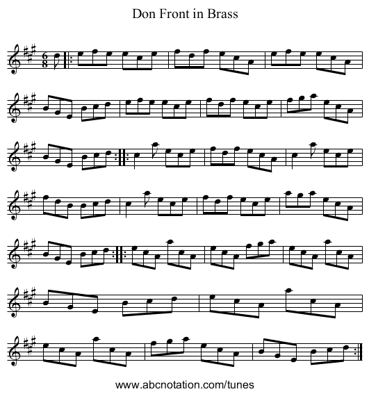 Don Front in Brass - staff notation