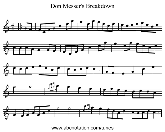 Don Messer's Breakdown - staff notation