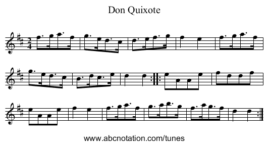 Don Quixote - staff notation