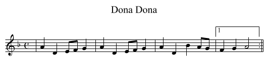 Dona Dona - staff notation