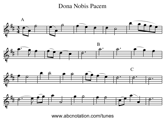 Dona Nobis Pacem - staff notation