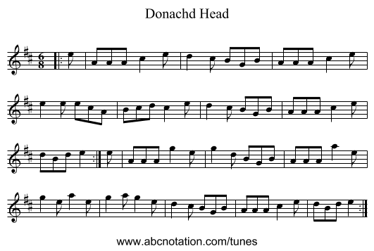 Donachd Head - staff notation
