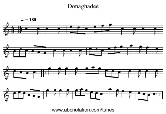 Donaghadee - staff notation