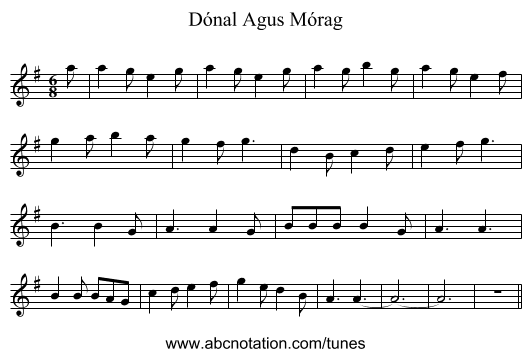 Dónal Agus Mórag - staff notation