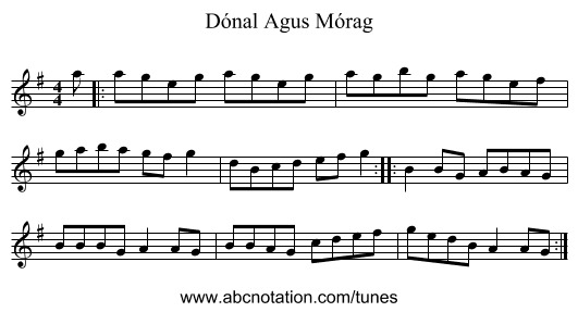 Dónal Agus Mórag - staff notation