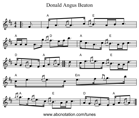 Donald Angus Beaton - staff notation