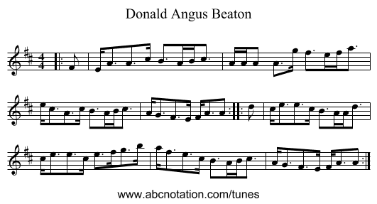 Donald Angus Beaton - staff notation