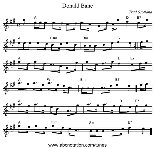 Donald Bane - staff notation