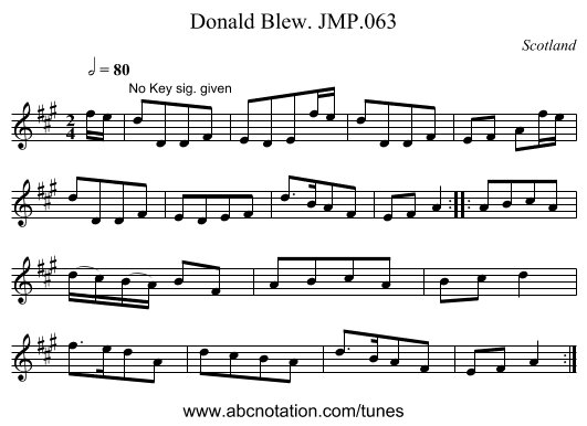 Donald Blew. JMP.063 - staff notation