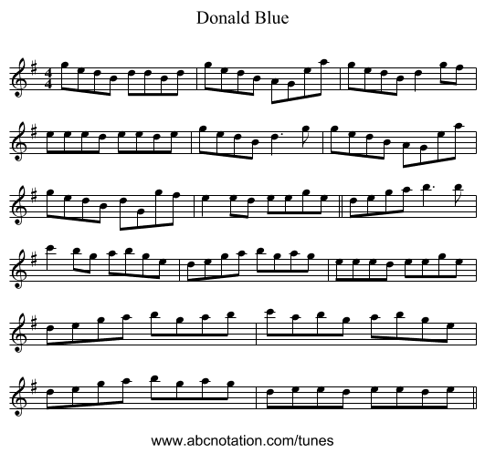 Donald Blue - staff notation
