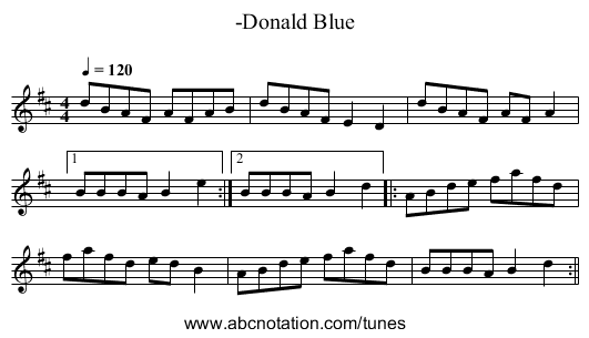 -Donald Blue - staff notation