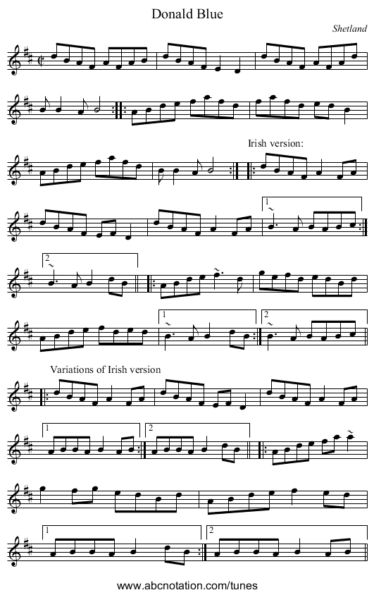 Donald Blue - staff notation