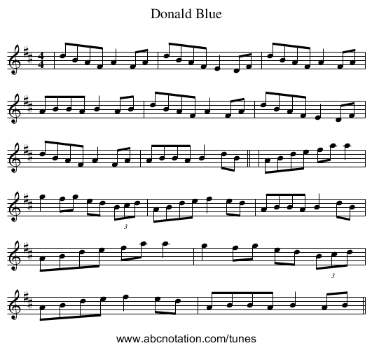 Donald Blue - staff notation