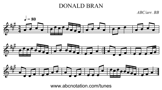DONALD BRAN - staff notation