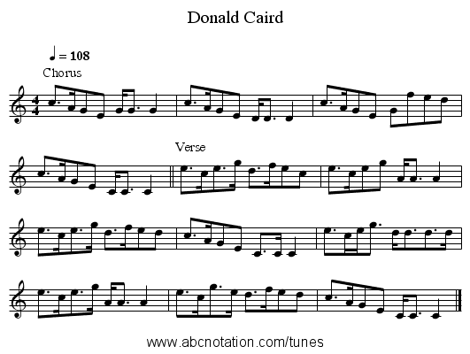 Donald Caird - staff notation