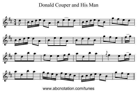 Donald Couper and His Man - staff notation