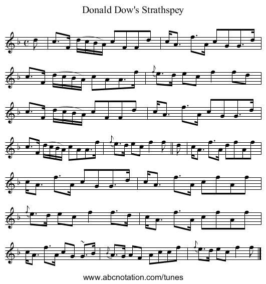 Donald Dow's Strathspey - staff notation