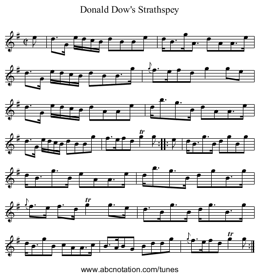 Donald Dow's Strathspey - staff notation