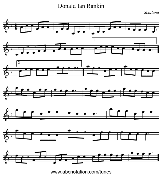 Donald Ian Rankin - staff notation