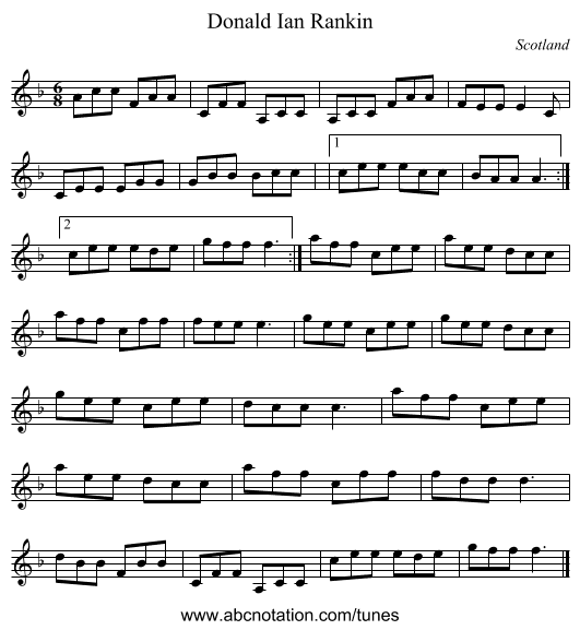 Donald Ian Rankin - staff notation