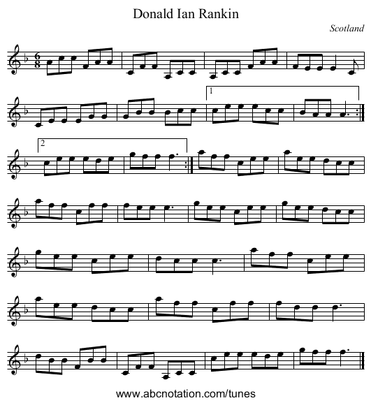 Donald Ian Rankin - staff notation