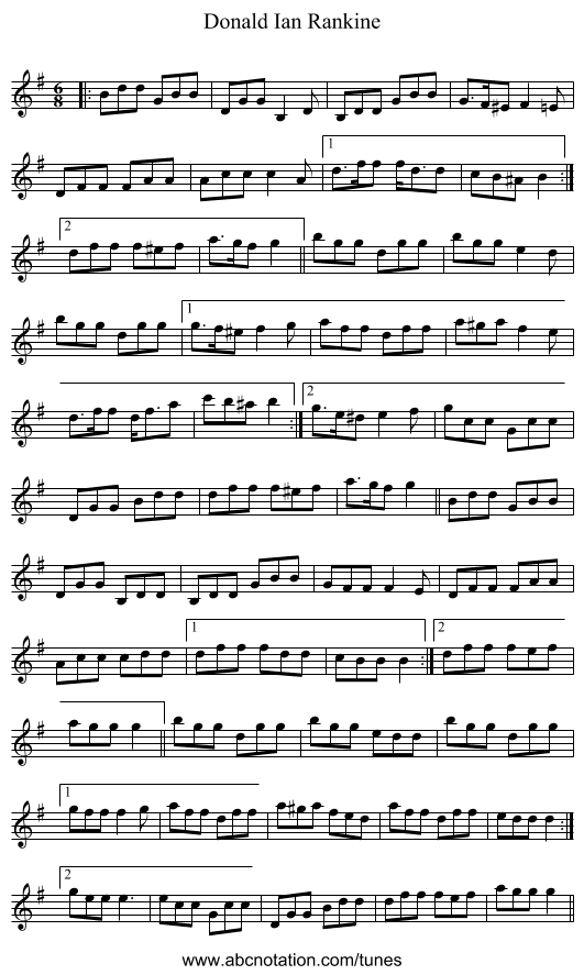 Donald Ian Rankine - staff notation