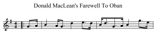 Donald MacLean's Farewell To Oban - staff notation