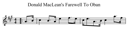 Donald MacLean's Farewell To Oban - staff notation