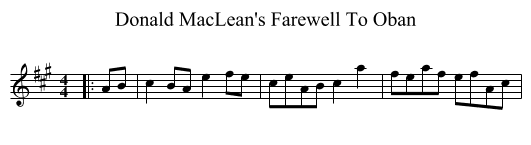 Donald MacLean's Farewell To Oban - staff notation