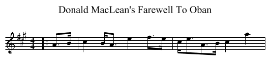 Donald MacLean's Farewell To Oban - staff notation
